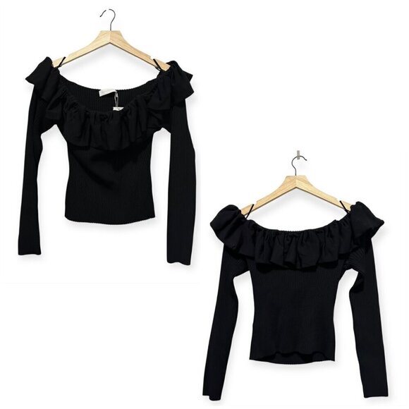 Jonathan Simkhai Isabelle Off-the-shoulder Ruffled Ribbed-knit Top, XL, NWT - Picture 16 of 16